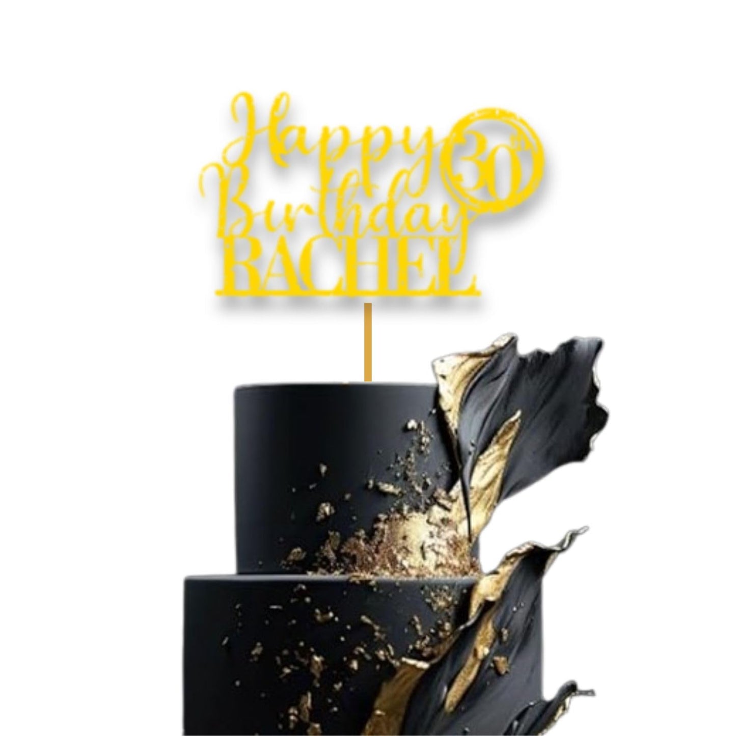 Personalised Happy 30th Birthday Glitter Card Cake Topper by DISPLAY AND WONDER – Custom Age & Name – Birthday Cardstock Toppers – Milestone Birthday Cake Decoration