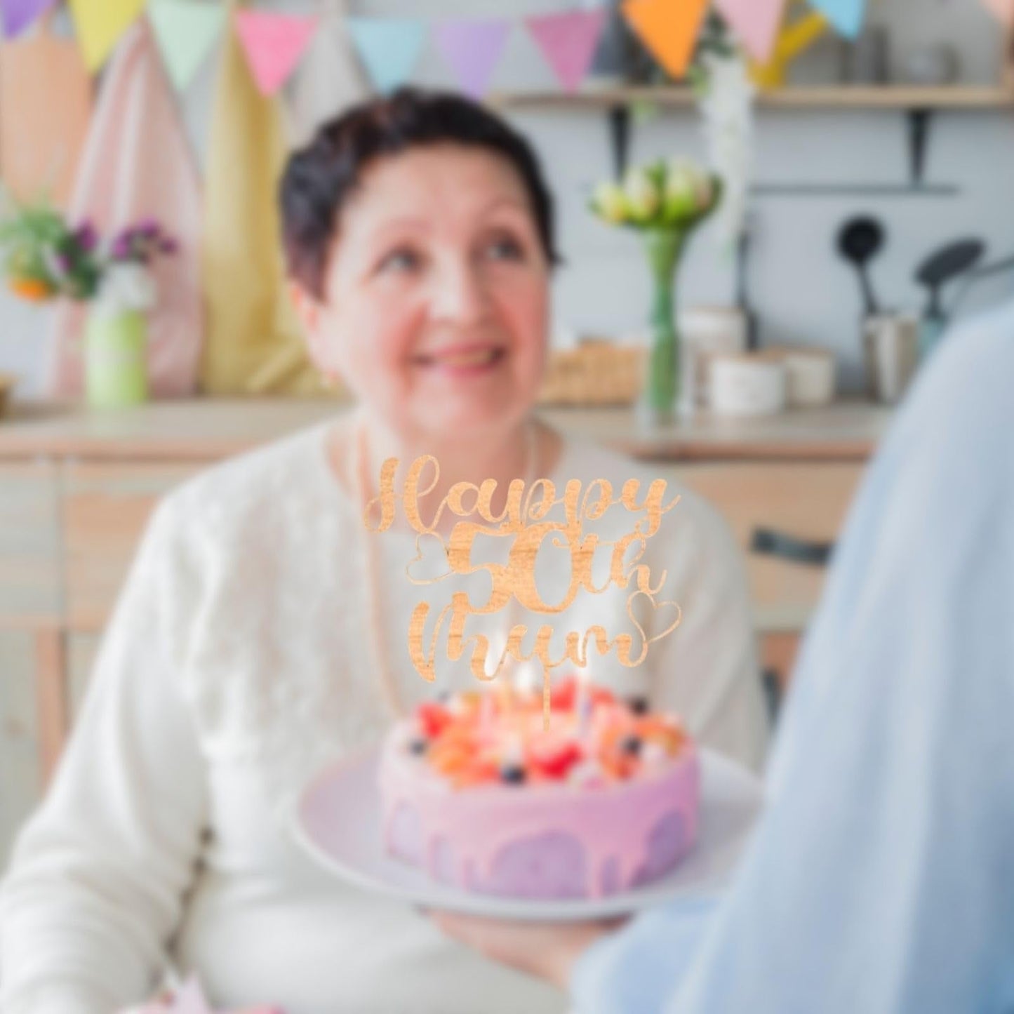 Custom Wooden Cake Topper - Happy 30th Birthday Mum Personalised With any Name and Age by DISPLAY AND WONDER