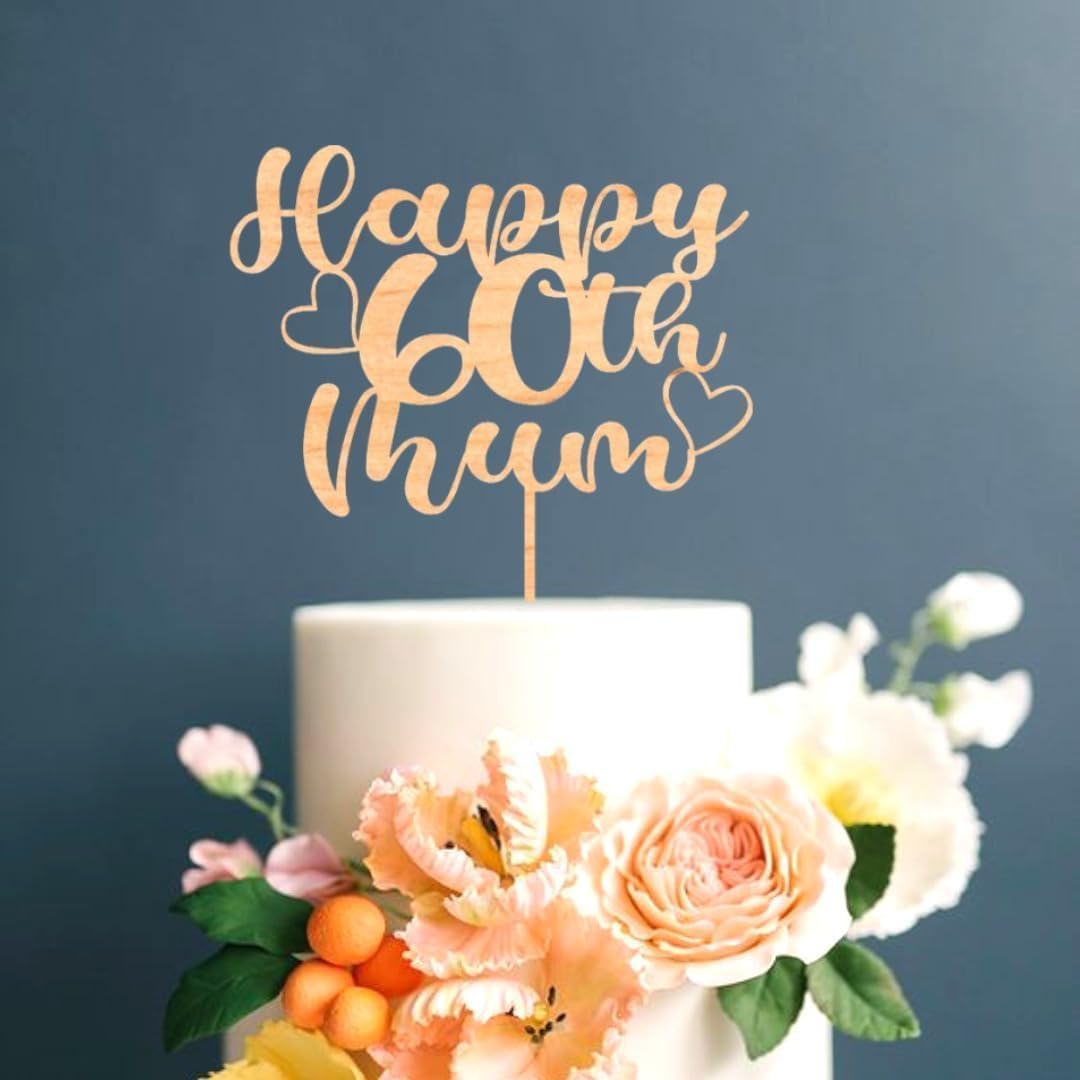 Custom Wooden Cake Topper - Happy 30th Birthday Mum Personalised With any Name and Age by DISPLAY AND WONDER