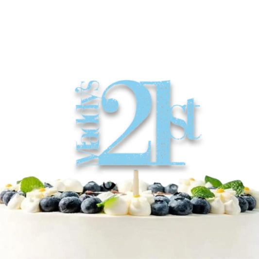 Personalised 21st Birthday Glitter Card Cake Topper by DISPLAY and WONDER