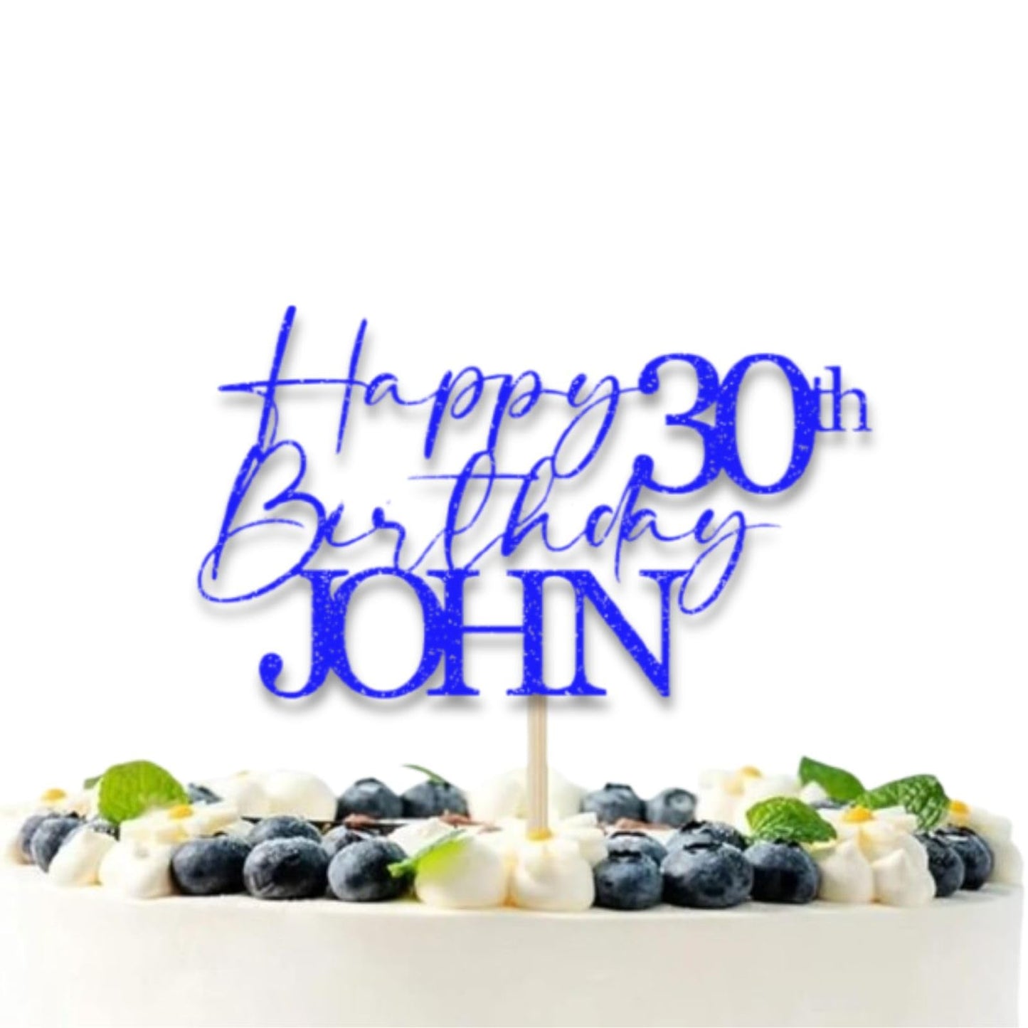 Personalised 30th Birthday Topper Glitter Card Cake Topper by DISPLAY AND WONDER – Custom Age & Name – Birthday Cardstock Toppers – Milestone Birthday Cake Decoration