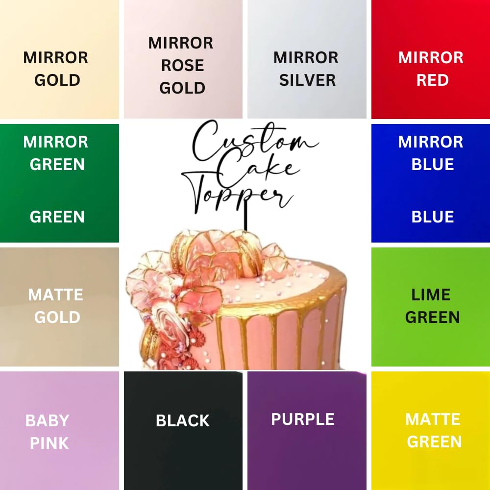 Custom Cake Topper Personalised Message Cake Topper |Any Name, Any Age, Any Words Cake Decoration Birthday Cakes, Anniversaries, Leaving Parties, Hen Parties (MIRROR GOLD)