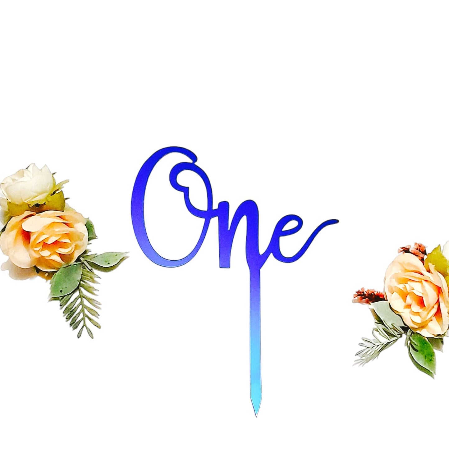 Acrylic One Cake Topper - Ideal Anniversary, Birthday or Wedding Cake Decoration (MIRROR ROSE GOLD) Mirror Rose Gold