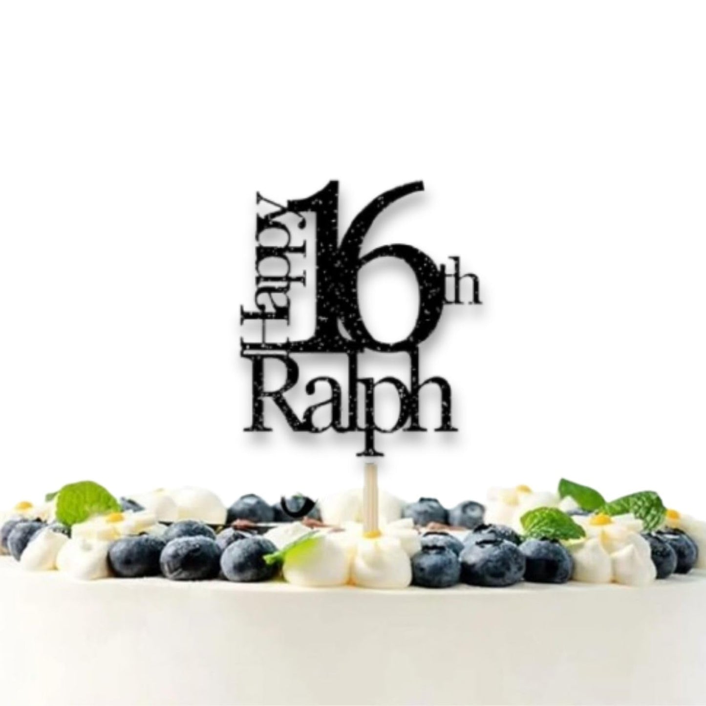 Sweet 16 Cake Topper Happy 16th Birthday Cake Topper Personalised Happy Birthday Glitter Card Cake Topper by DISPLAY AND WONDER – Custom Age & Name – Birthday Cardstock Toppers – Milestone Birthday Cake Decoration