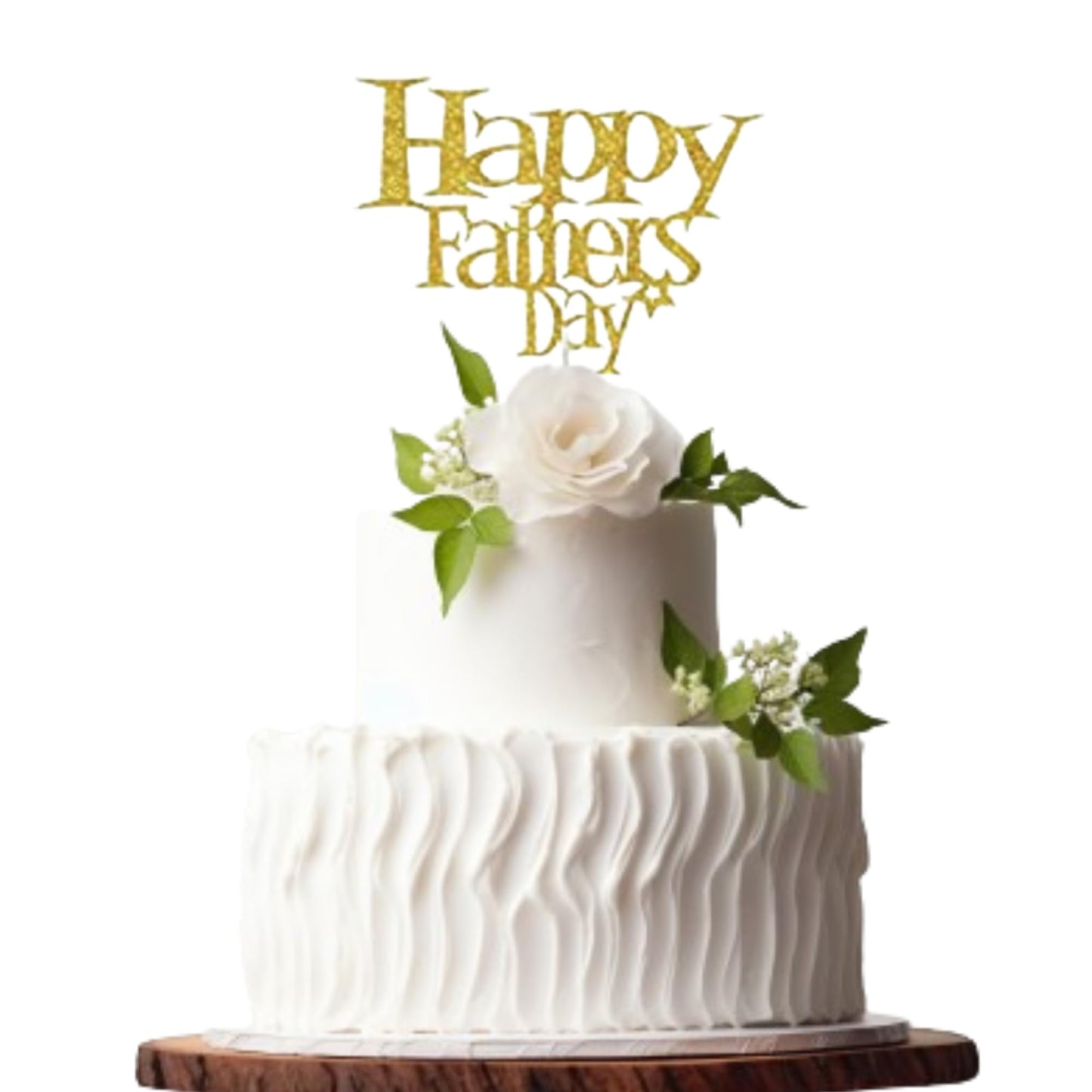 Happy Fathers Day Cake Topper Glitter Cardstock Toppers - (Happy Fathers Day GOLD 5)