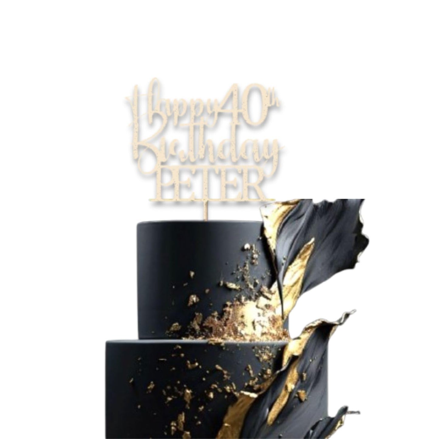 Personalised Happy 40th Birthday Glitter Card Cake Topper by DISPLAY AND WONDER – Custom Age & Name – Birthday Cardstock Toppers – Milestone Birthday Cake Decoration 18th 21st 30th 40th 50th 60th Cake topper