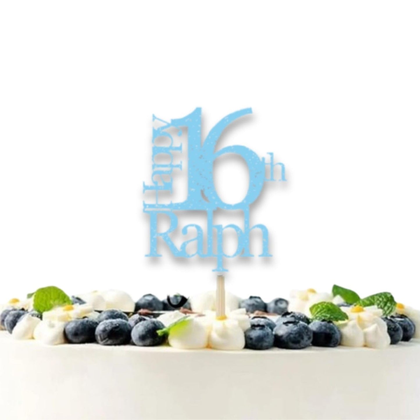 Sweet 16 Cake Topper Happy 16th Birthday Cake Topper Personalised Happy Birthday Glitter Card Cake Topper by DISPLAY AND WONDER – Custom Age & Name – Birthday Cardstock Toppers – Milestone Birthday Cake Decoration