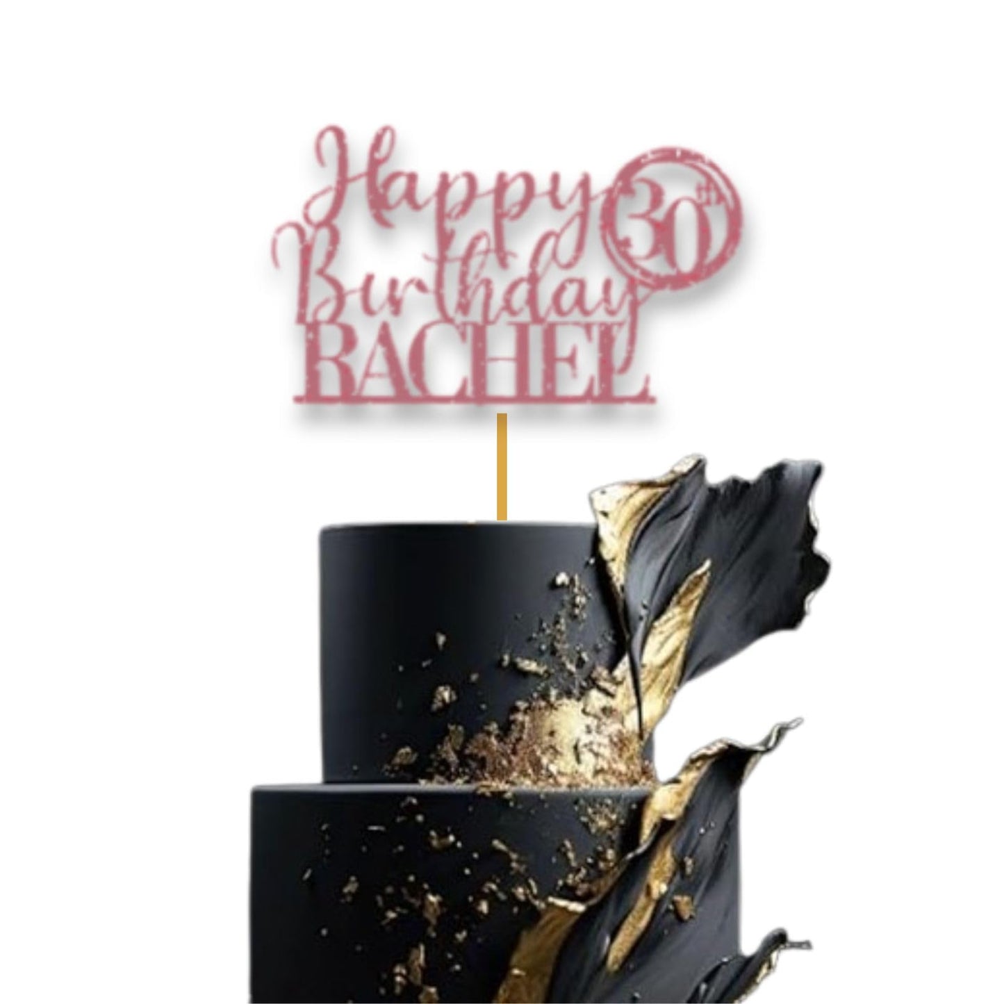 Personalised Happy 30th Birthday Glitter Card Cake Topper by DISPLAY AND WONDER – Custom Age & Name – Birthday Cardstock Toppers – Milestone Birthday Cake Decoration