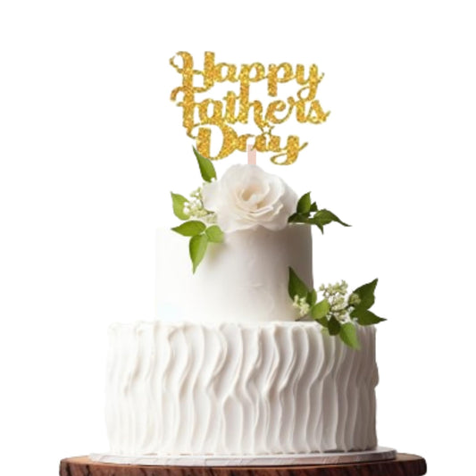 Happy Fathers Day Cake Topper Glitter Cardstock Toppers - (Happy Fathers Day GOLD 3)
