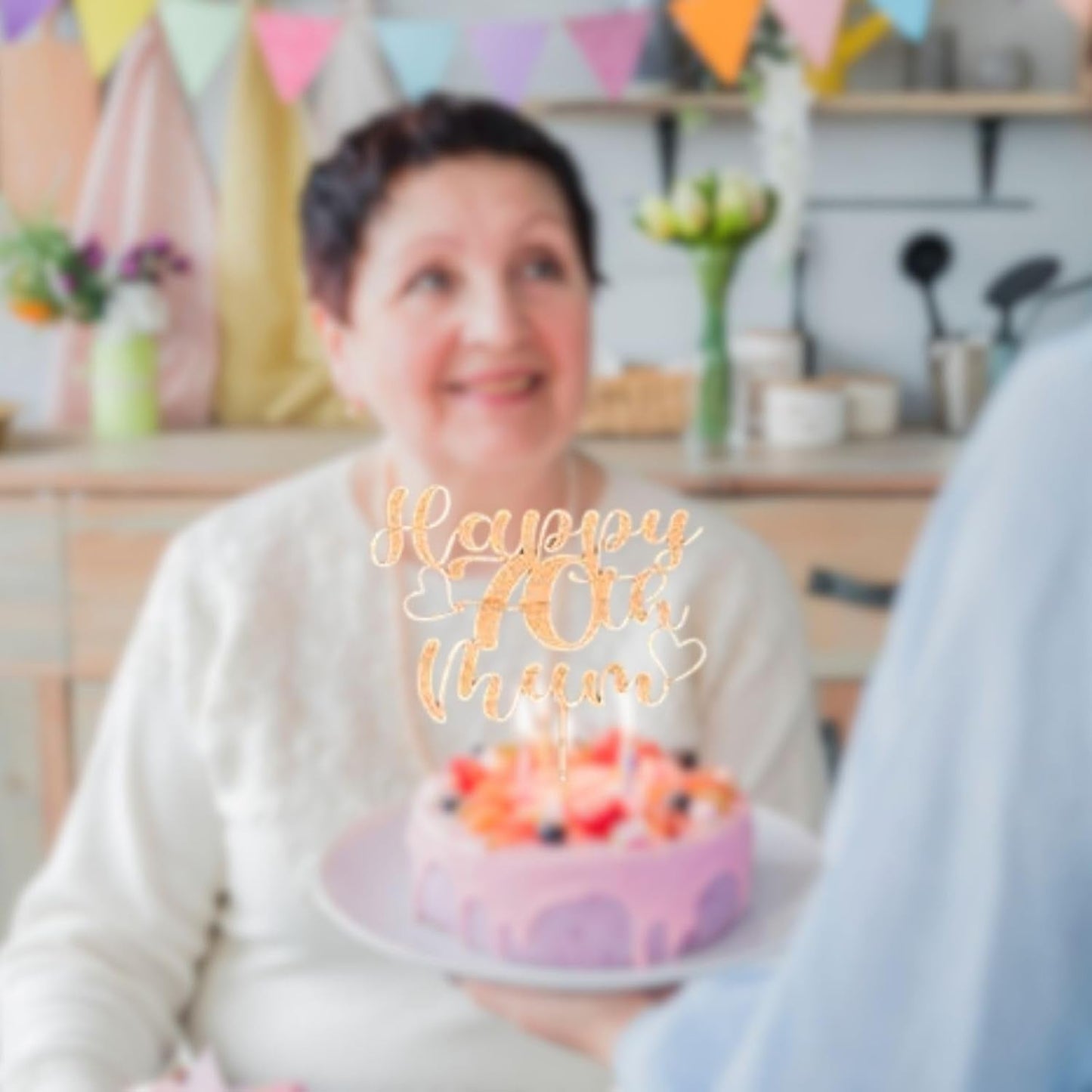 Custom Wooden Cake Topper - Happy Birthday Mum Personalised with any Name and age by DISPLAY AND WONDER