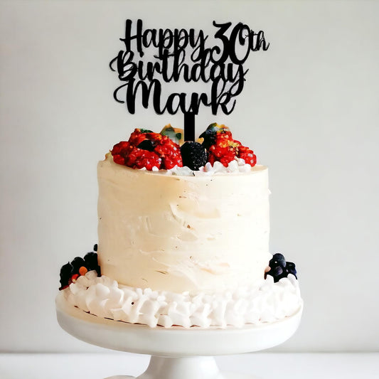 Happy 30th Birthday Cake Topper Personalised 30th Birthday Acrylic Cake Topper by DISPLAY AND WONDER | Custom Acrylic Cake Topper | Custom Colour Any Name & Any Age Acrylic Cake Decoration