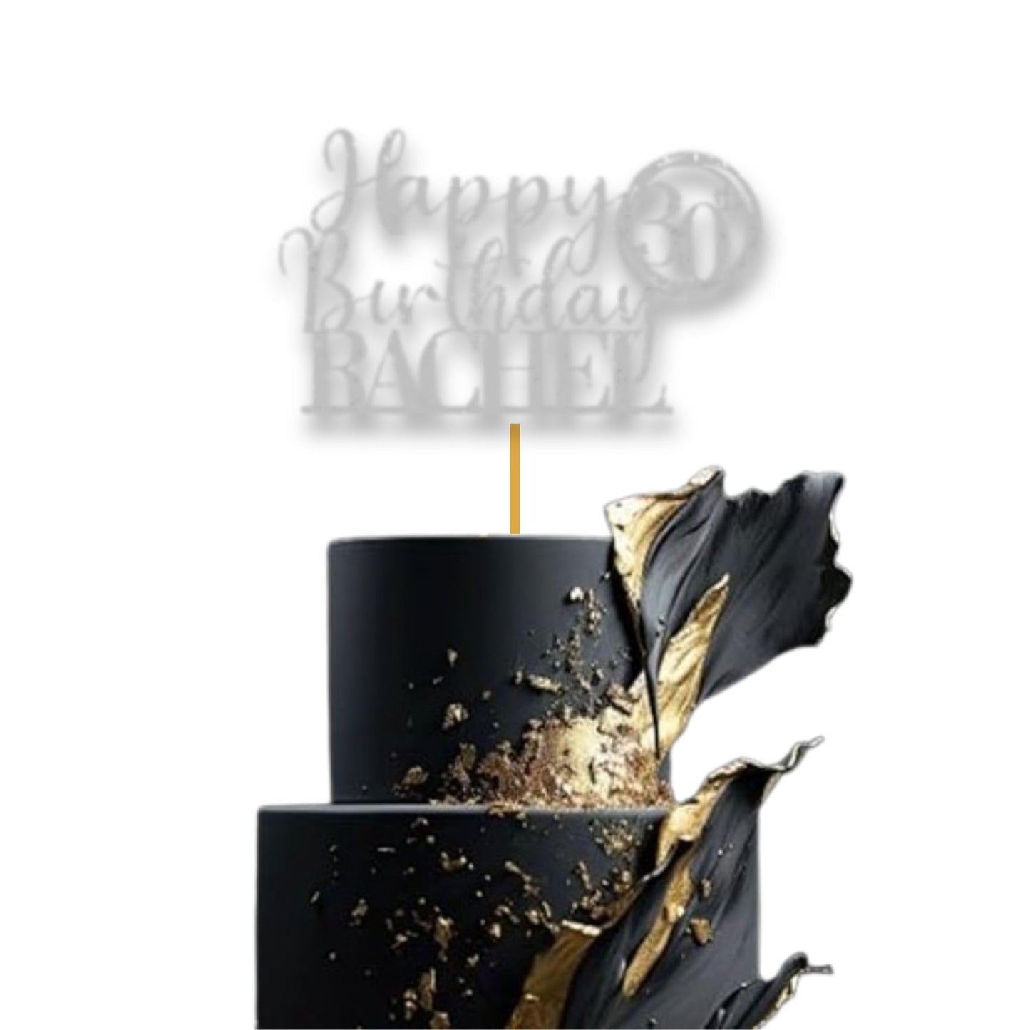 Personalised Happy 30th Birthday Glitter Card Cake Topper by DISPLAY AND WONDER – Custom Age & Name – Birthday Cardstock Toppers – Milestone Birthday Cake Decoration