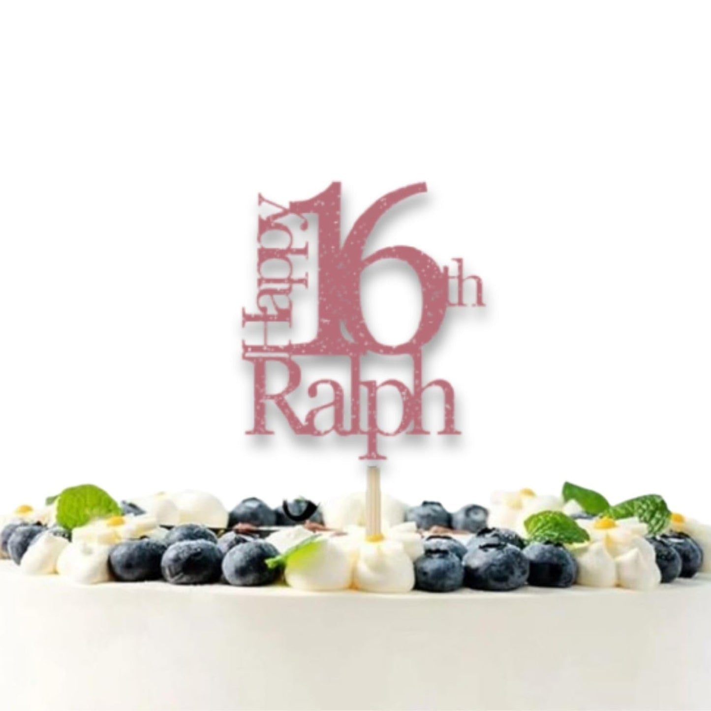 Sweet 16 Cake Topper Happy 16th Birthday Cake Topper Personalised Happy Birthday Glitter Card Cake Topper by DISPLAY AND WONDER – Custom Age & Name – Birthday Cardstock Toppers – Milestone Birthday Cake Decoration