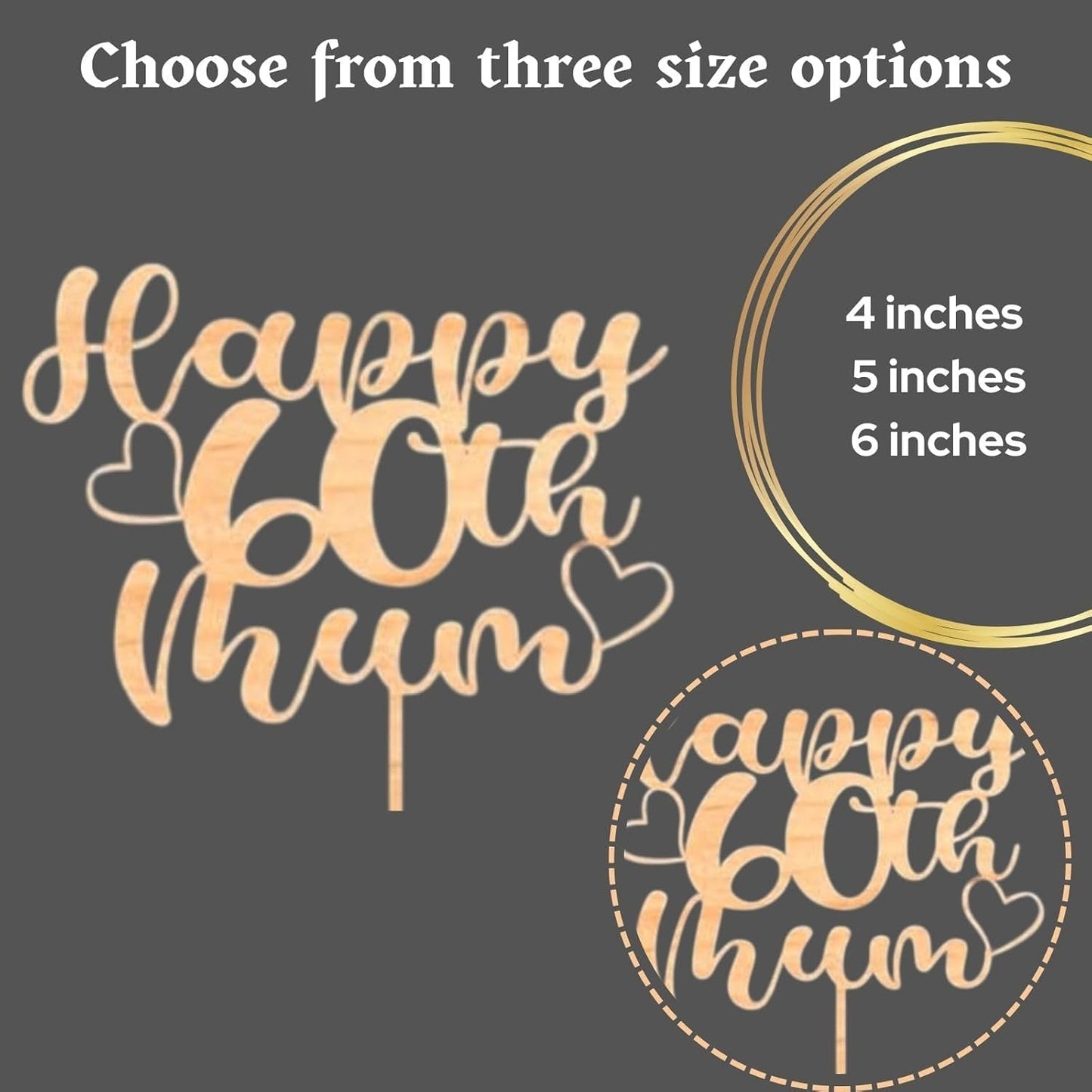 Custom Wooden Cake Topper - Happy 30th Birthday Mum Personalised With any Name and Age by DISPLAY AND WONDER