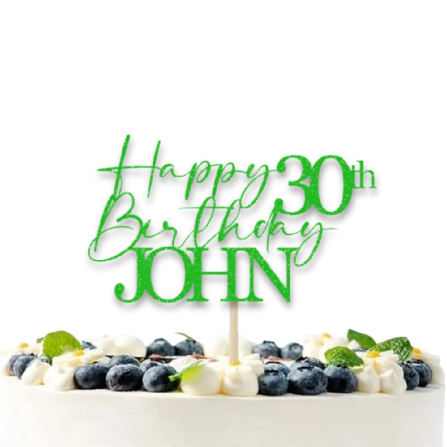 Personalised 30th Birthday Topper Glitter Card Cake Topper by DISPLAY AND WONDER – Custom Age & Name – Birthday Cardstock Toppers – Milestone Birthday Cake Decoration