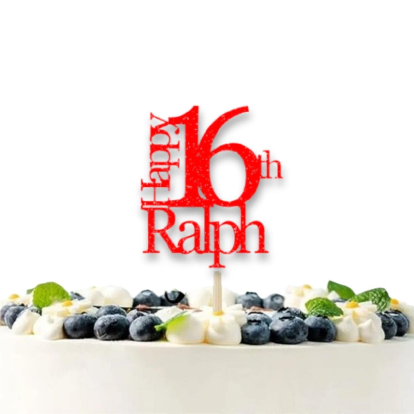 Sweet 16 Cake Topper Happy 16th Birthday Cake Topper Personalised Happy Birthday Glitter Card Cake Topper by DISPLAY AND WONDER – Custom Age & Name – Birthday Cardstock Toppers – Milestone Birthday Cake Decoration