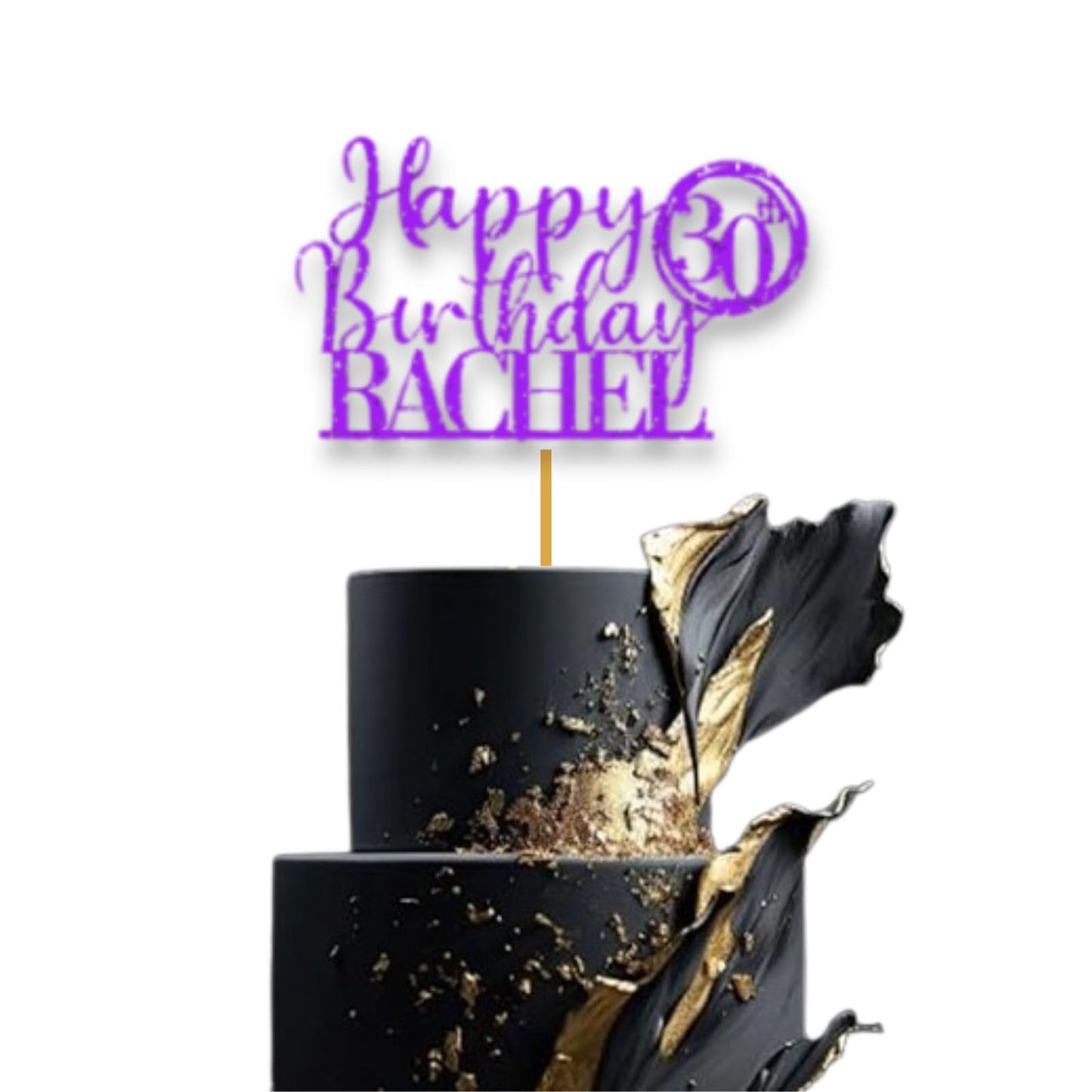 Personalised Happy 30th Birthday Glitter Card Cake Topper by DISPLAY AND WONDER – Custom Age & Name – Birthday Cardstock Toppers – Milestone Birthday Cake Decoration