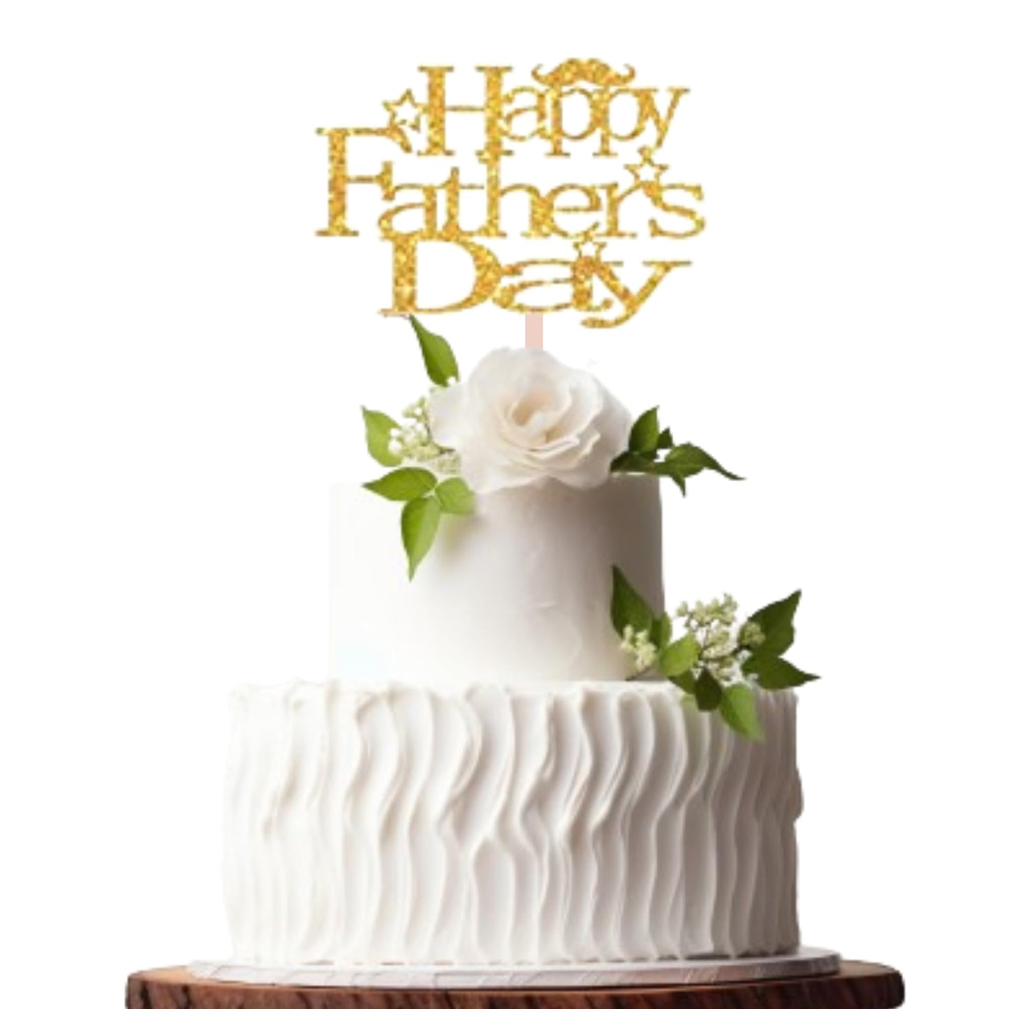 Happy Fathers Day Cake Topper Glitter Cardstock Toppers - (Happy Fathers Day GOLD 1)