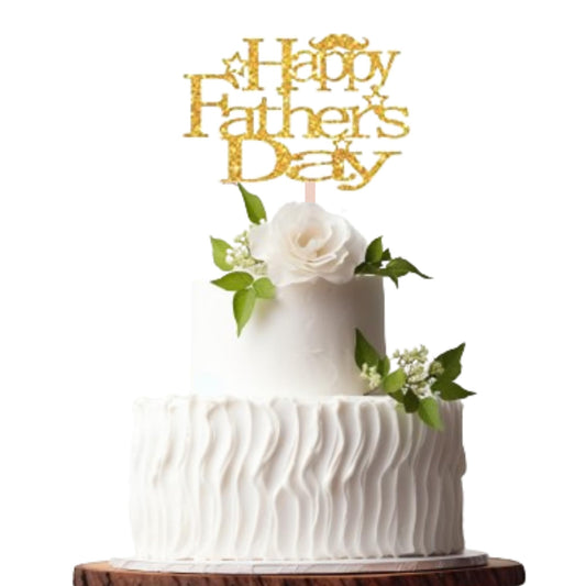 Happy Fathers Day Cake Topper Glitter Cardstock Toppers - (Happy Fathers Day GOLD 1)