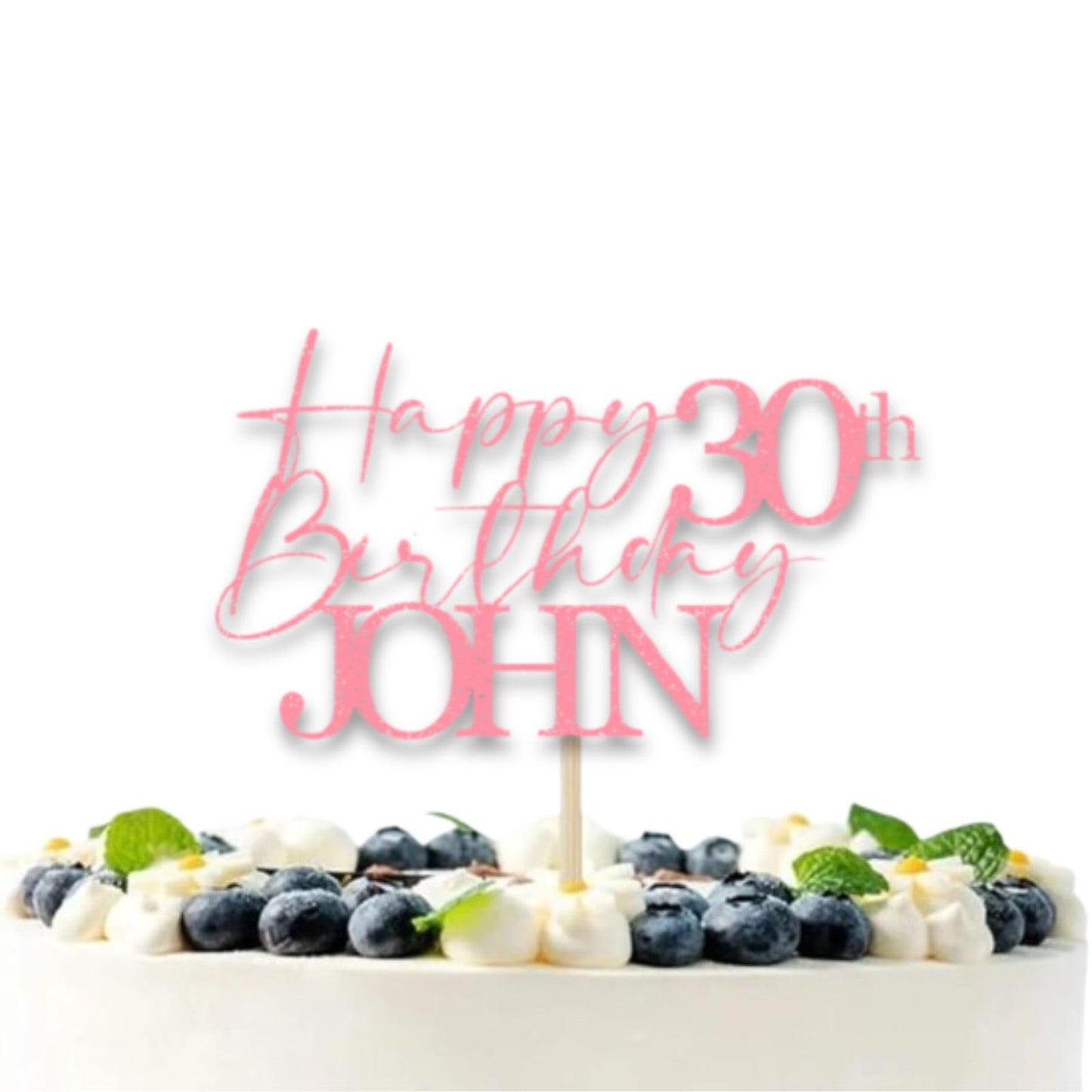 Personalised 30th Birthday Topper Glitter Card Cake Topper by DISPLAY AND WONDER – Custom Age & Name – Birthday Cardstock Toppers – Milestone Birthday Cake Decoration