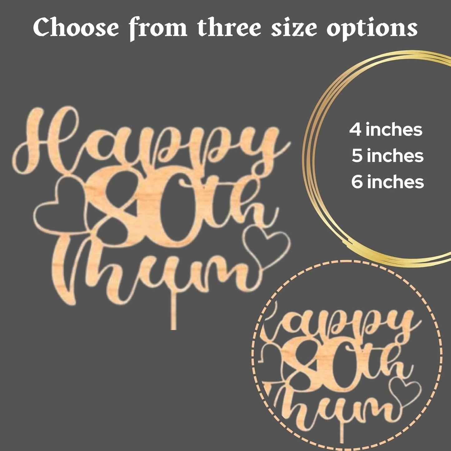 Custom Wooden Cake Topper - Happy 30th Birthday Mum Personalised With any Name and Age by DISPLAY AND WONDER