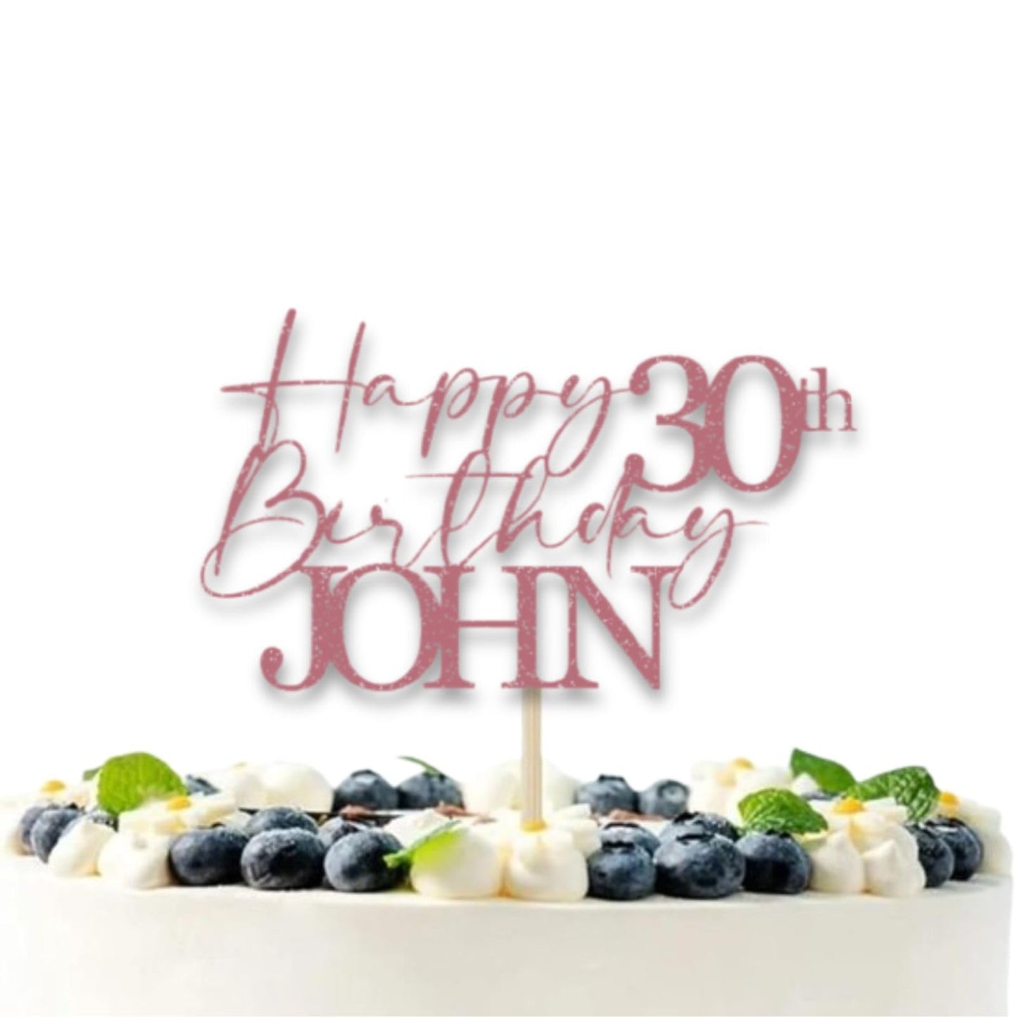 Personalised 30th Birthday Topper Glitter Card Cake Topper by DISPLAY AND WONDER – Custom Age & Name – Birthday Cardstock Toppers – Milestone Birthday Cake Decoration