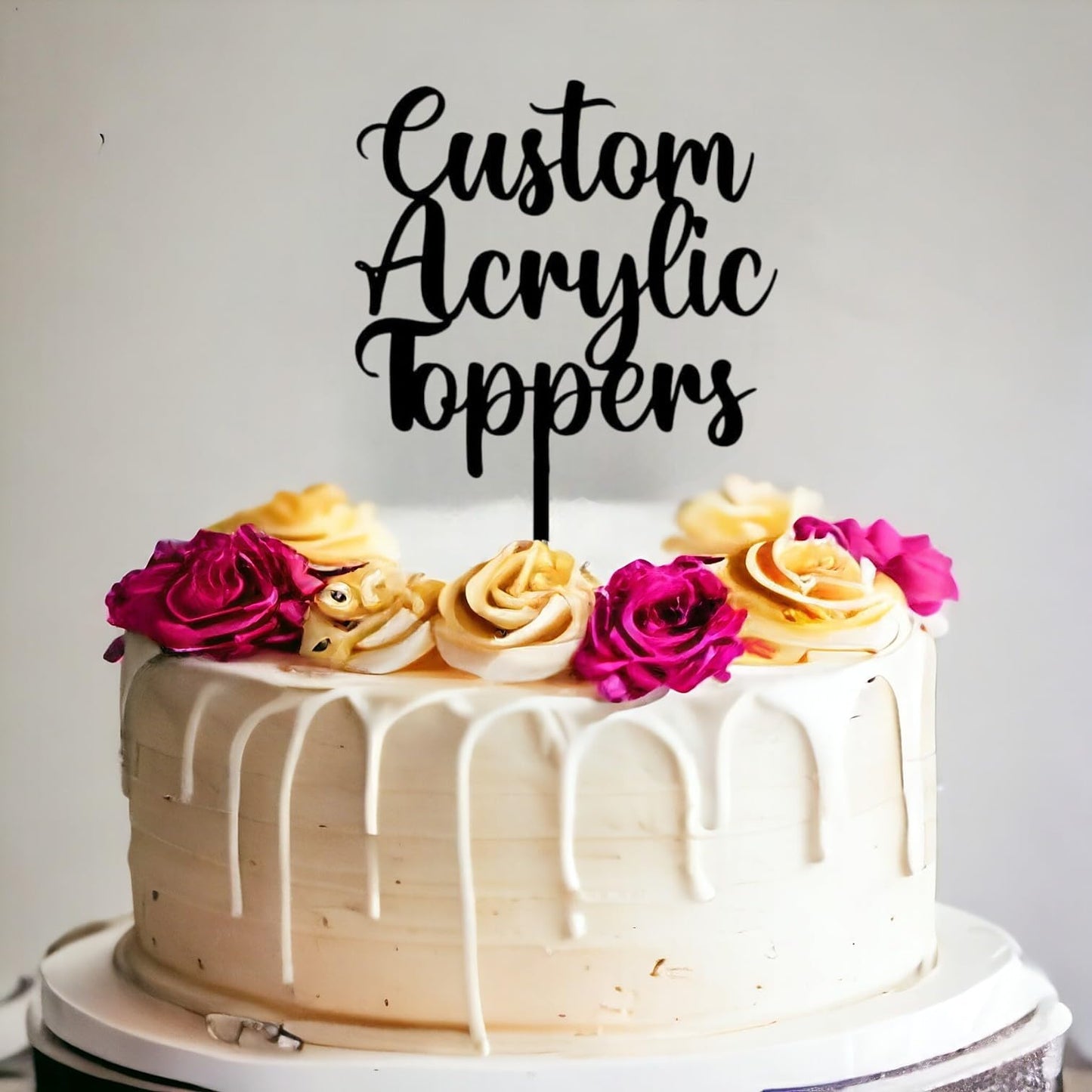 Acrylic Custom Cake Topper | Personalised Cake Toppers | Happy Birthday | Wedding Decoration Table Centre Piece Party Decoration | Strong 3mm Acrylic | Custom Cake Acrylic Topper by Display and Wonder