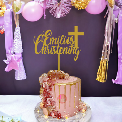 Personalised Christening Acrylic Cake Topper, Customised Christening Cake Topper