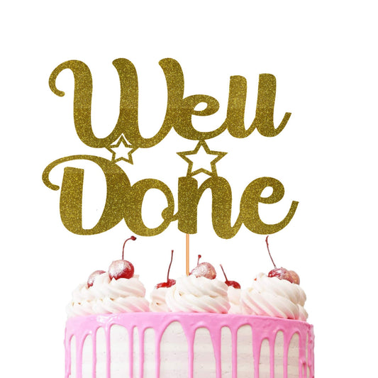 Well Done Cake Topper Glitter Cardstock Party Favour Party Decoration Cake Toppers (Gold) Gold