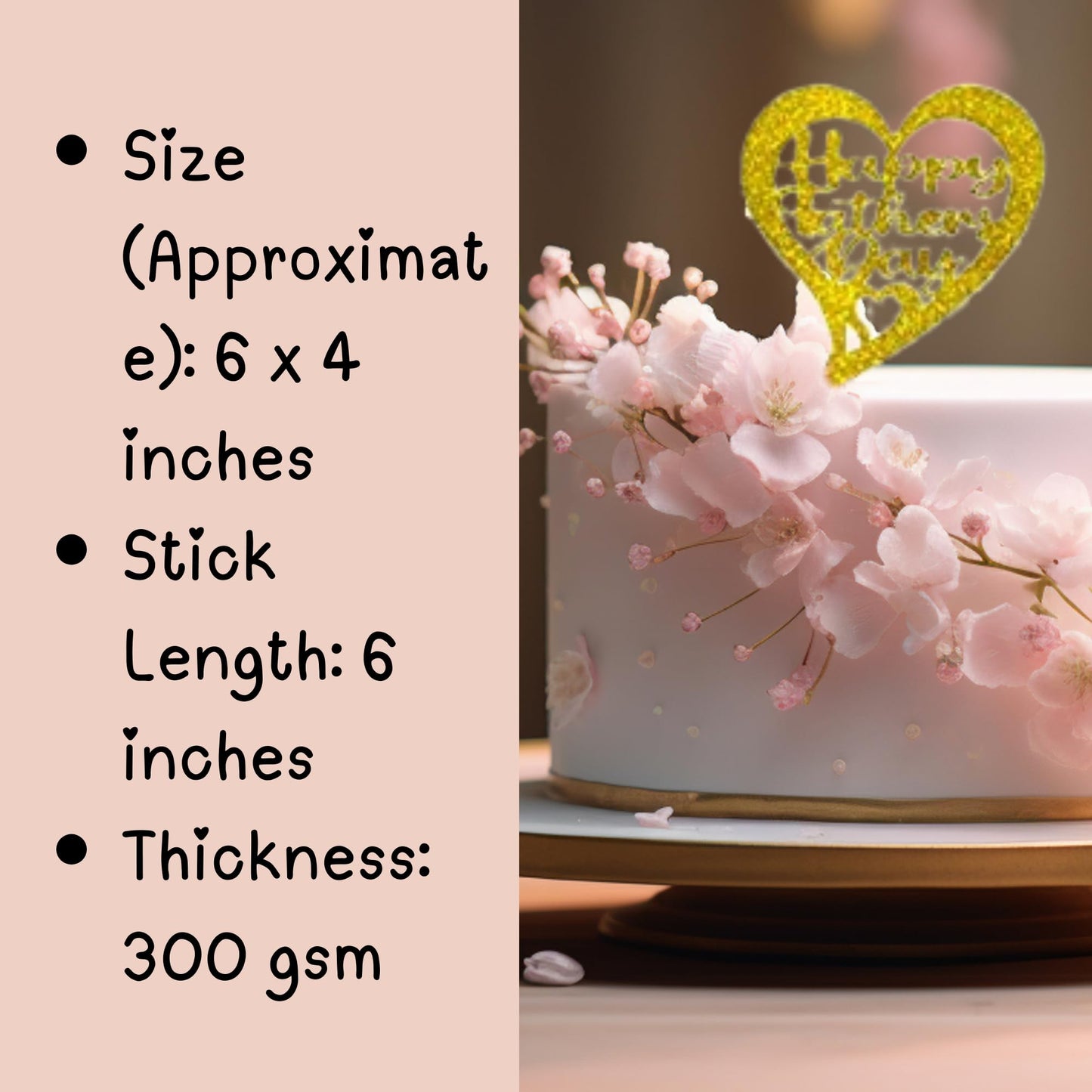 Happy Fathers Day Cake Topper Glitter Cardstock Toppers -