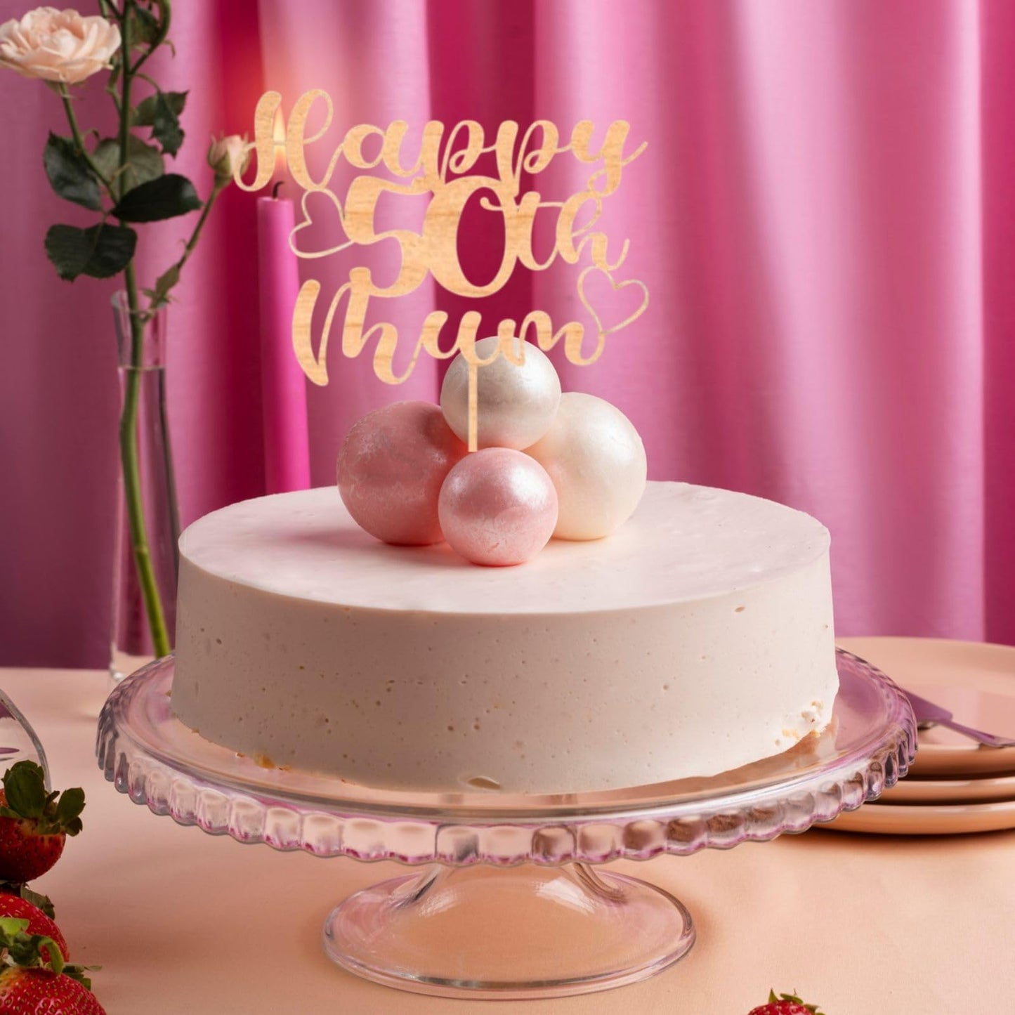 Custom Wooden Cake Topper - Happy Birthday Mum Personalised with any Name and age by DISPLAY AND WONDER