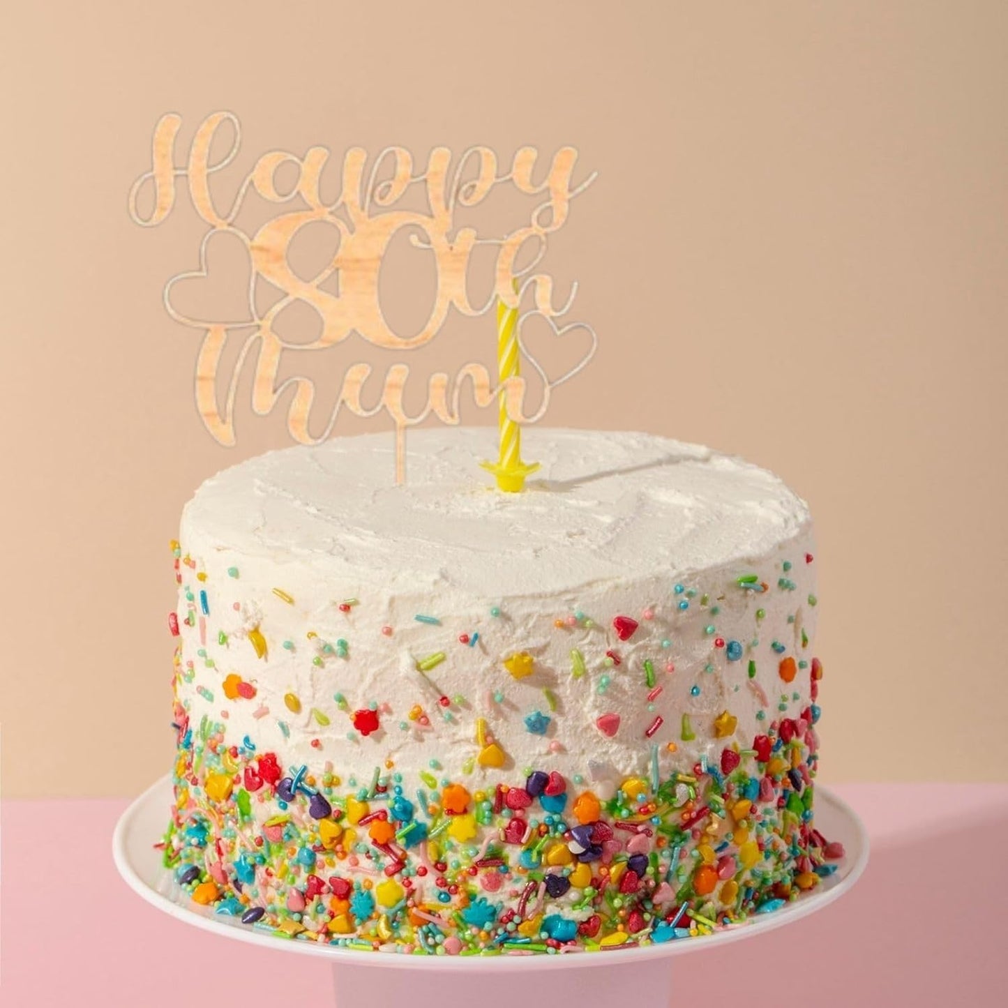 Custom Wooden Cake Topper - Happy 30th Birthday Mum Personalised With any Name and Age by DISPLAY AND WONDER