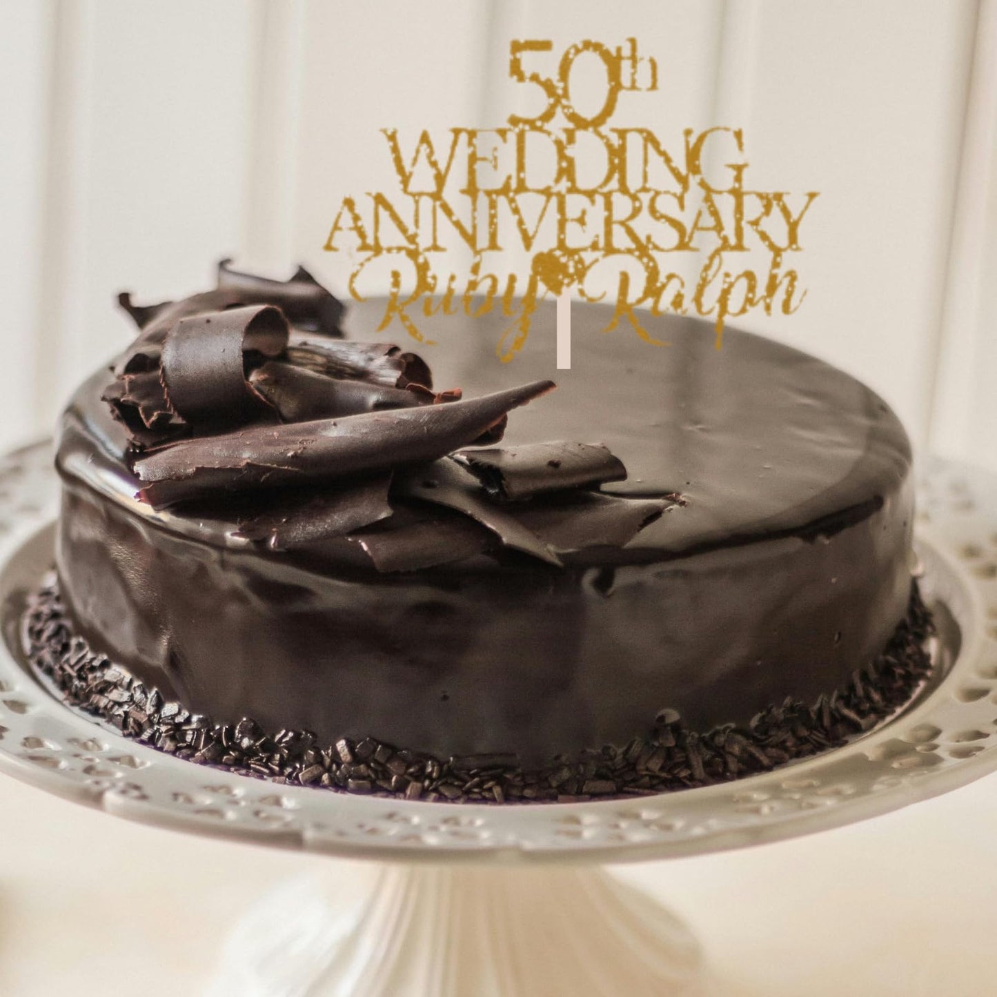 Custom Wedding Anniversary with Both Names. 50th Wedding Anniversary Golden Wedding Anniversary Any years any Names Personalised Cake Topper Glitter Card (GLITTER GOLD)