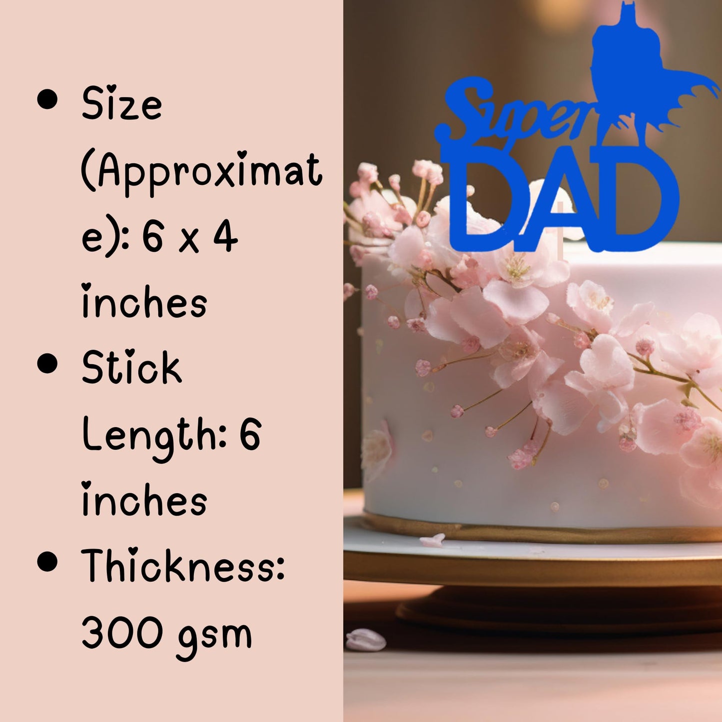 Happy Fathers Day Cake Topper Glitter Cardstock Toppers -