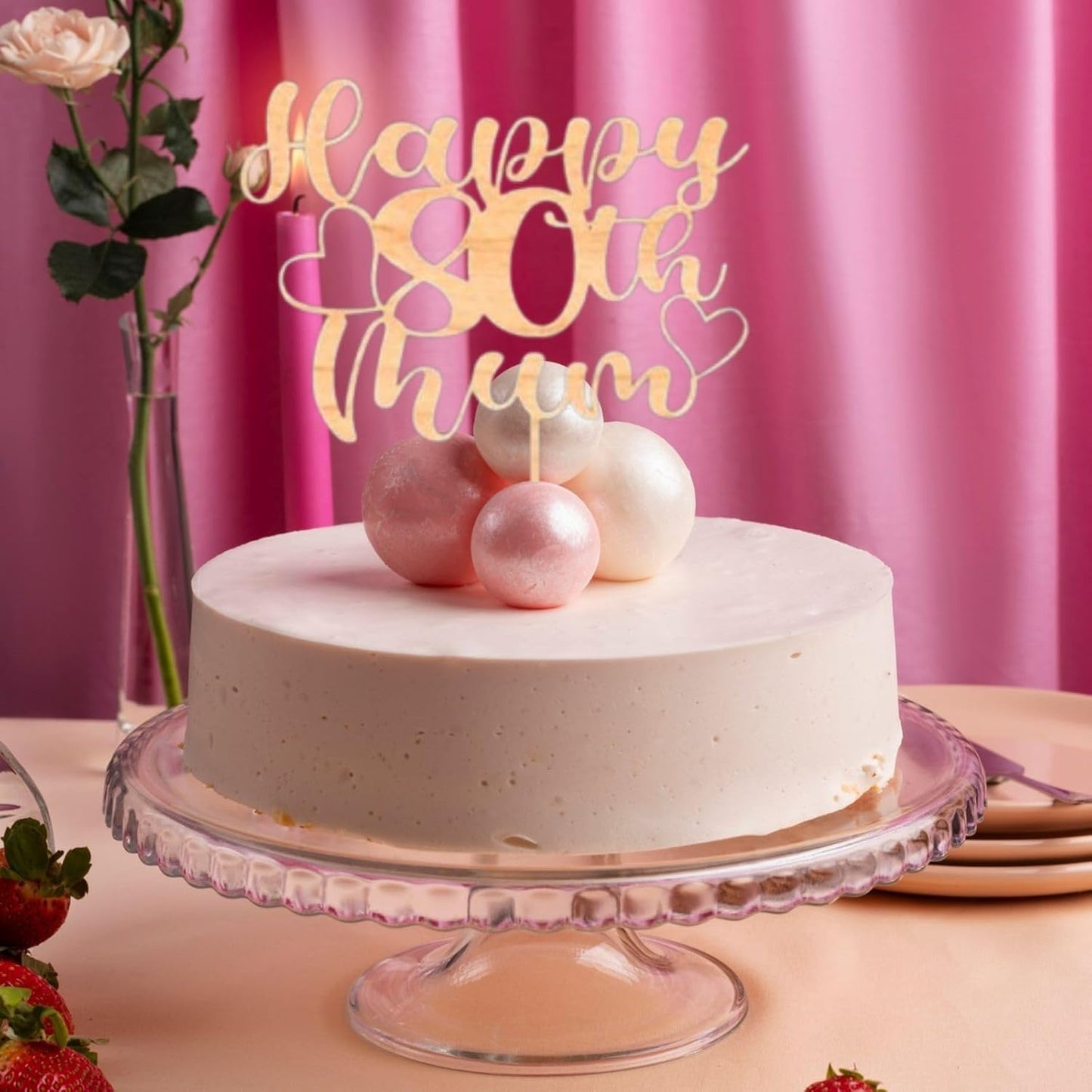 Custom Wooden Cake Topper - Happy 30th Birthday Mum Personalised With any Name and Age by DISPLAY AND WONDER