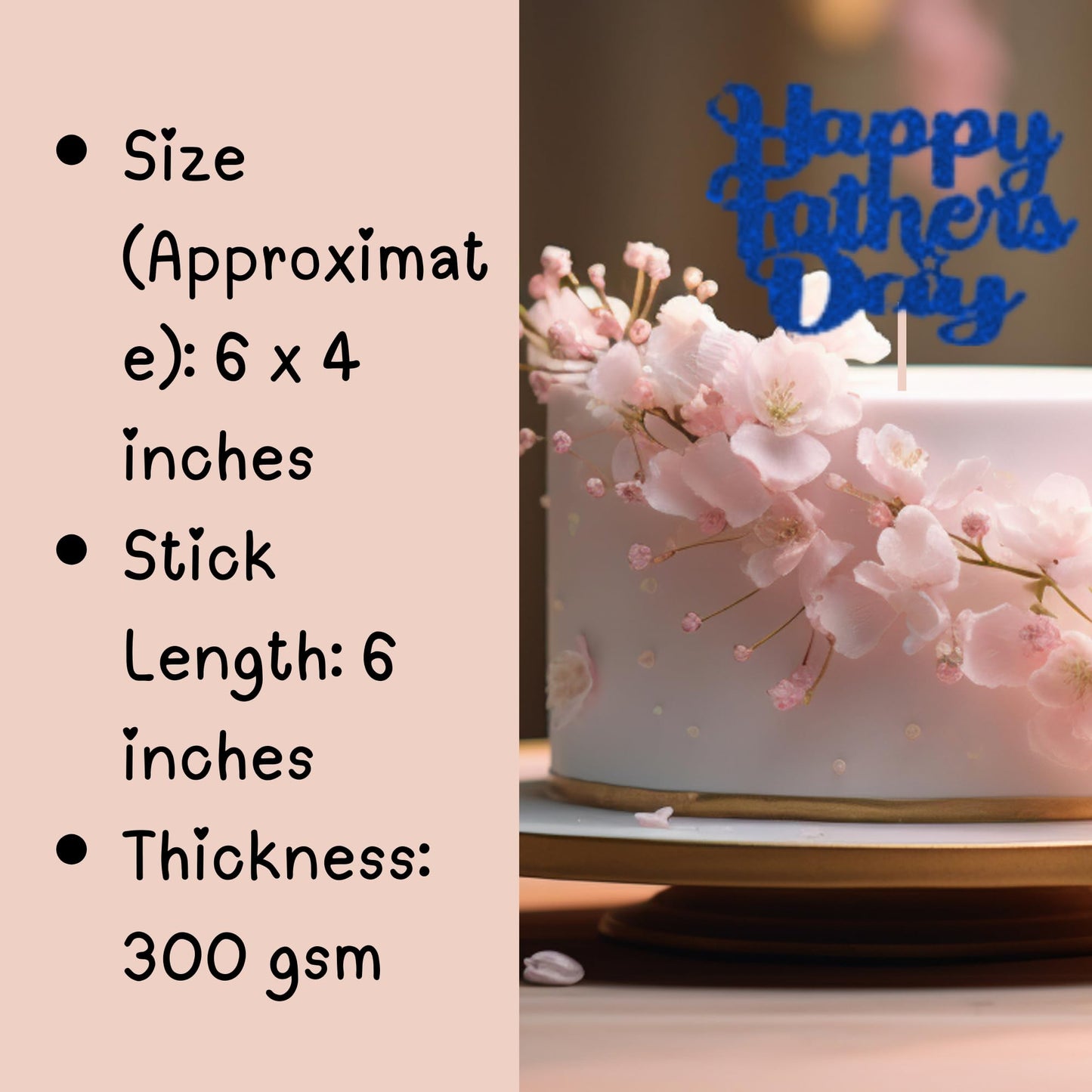 Happy Fathers Day Cake Topper Glitter Cardstock Toppers - (Happy Fathers Day TRANQUILLITY BLUE 3)