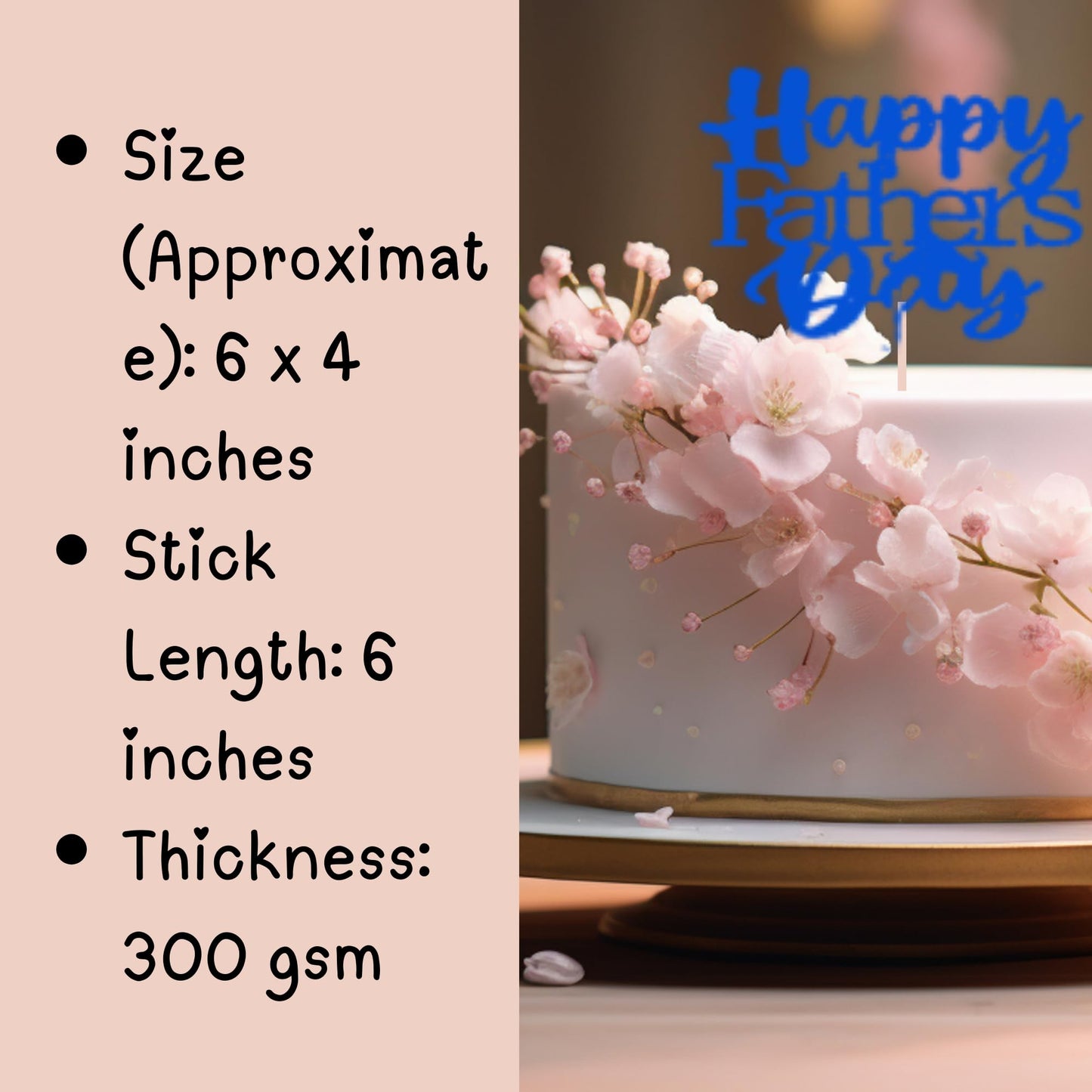Happy Fathers Day Cake Topper Glitter Cardstock Toppers - (Happy Fathers Day TRANQUILLITY BLUE 4)