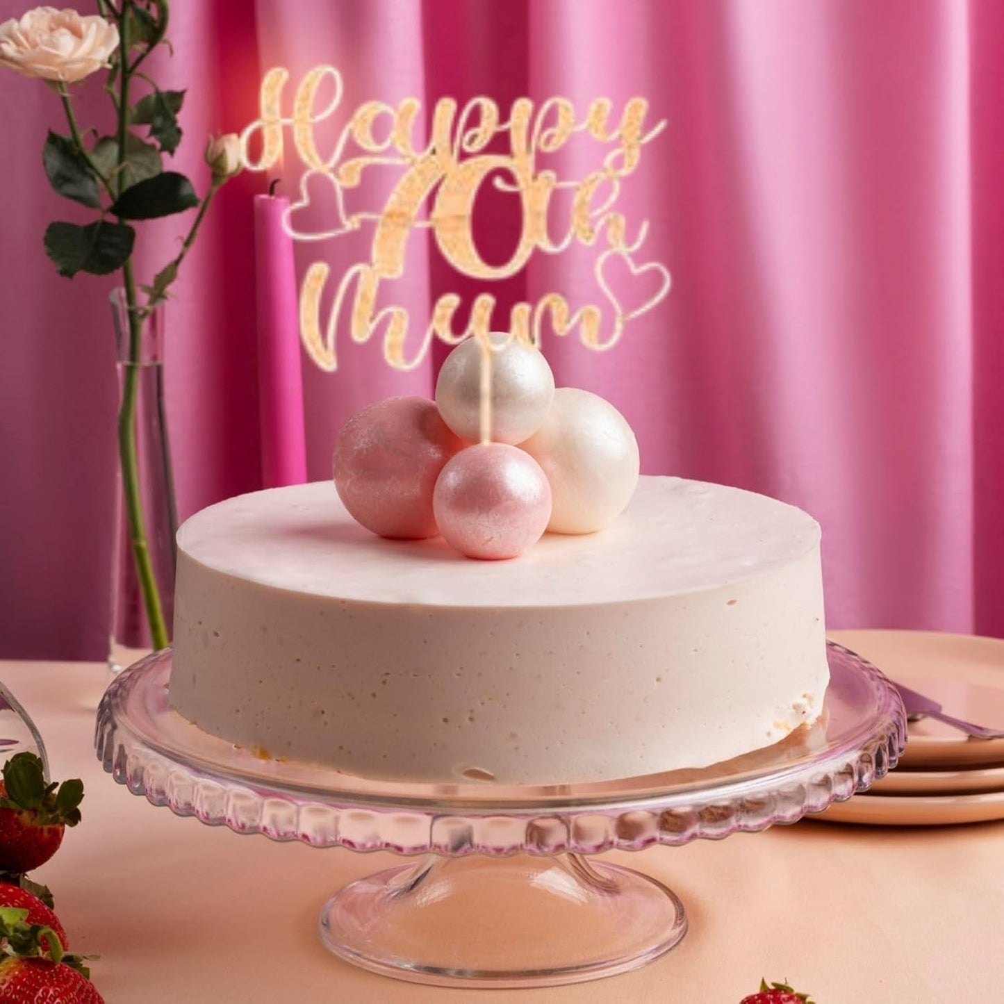 Custom Wooden Cake Topper - Happy 30th Birthday Mum Personalised With any Name and Age by DISPLAY AND WONDER