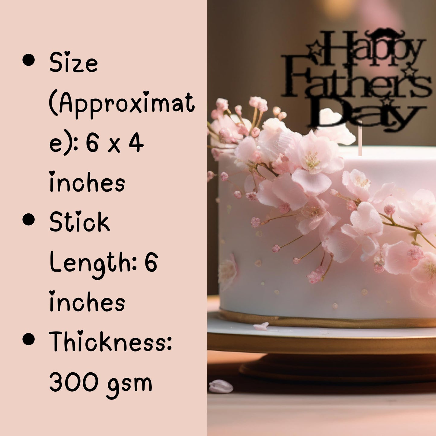 Happy Fathers Day Cake Topper Glitter Cardstock Toppers -