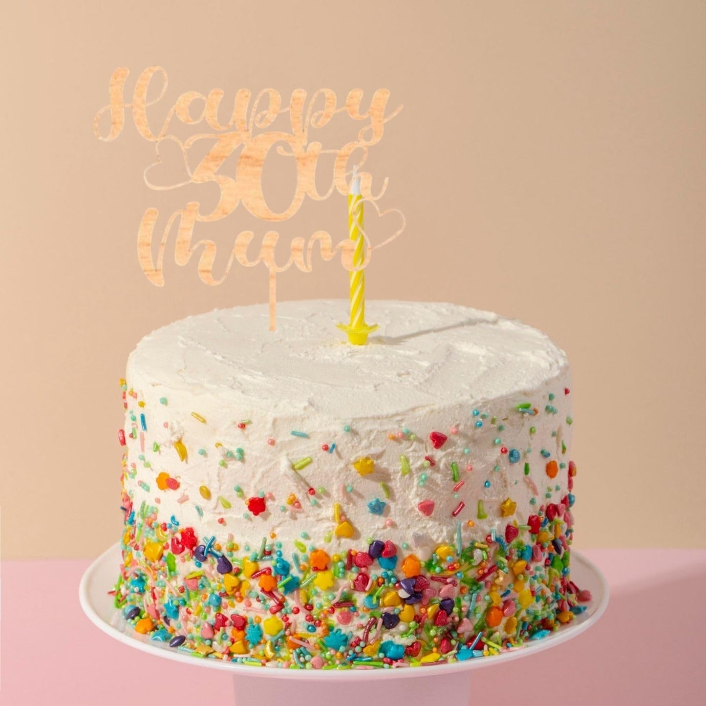 Custom Wooden Cake Topper - Happy 30th Birthday Mum Personalised With any Name and Age by DISPLAY AND WONDER