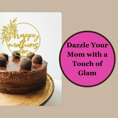Happy Mother's Day Cake Topper Glitter Cardstock Party Favour Decoration By 3 LITTLE DESSERTS (GOLD)