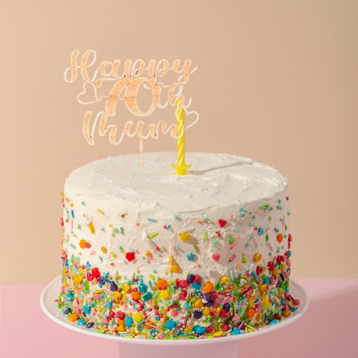 Custom Happy 70th Mum Wooden Cake Topper - Personalised withany Name and age by DISPLAY AND WONDER