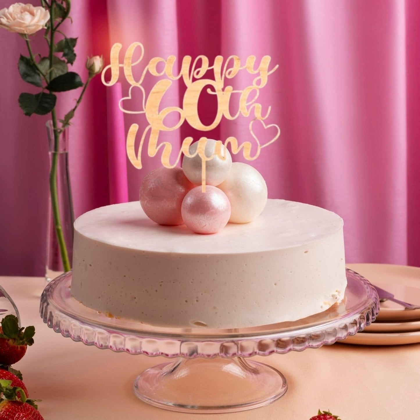 Custom Wooden Cake Topper - Happy 30th Birthday Mum Personalised With any Name and Age by DISPLAY AND WONDER