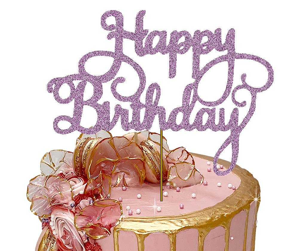 Happy Birthday Cake Topper Glitter Cardstock Toppers - Birthday Decor