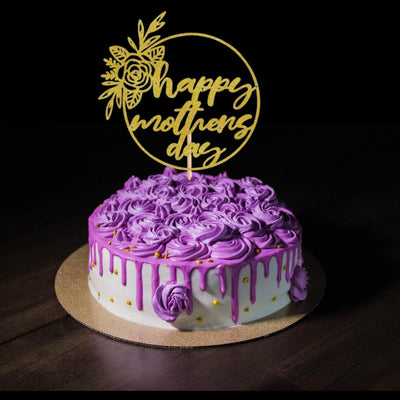 Happy Mother's Day Cake Topper Glitter Cardstock Party Favour Decoration By 3 LITTLE DESSERTS (GOLD)