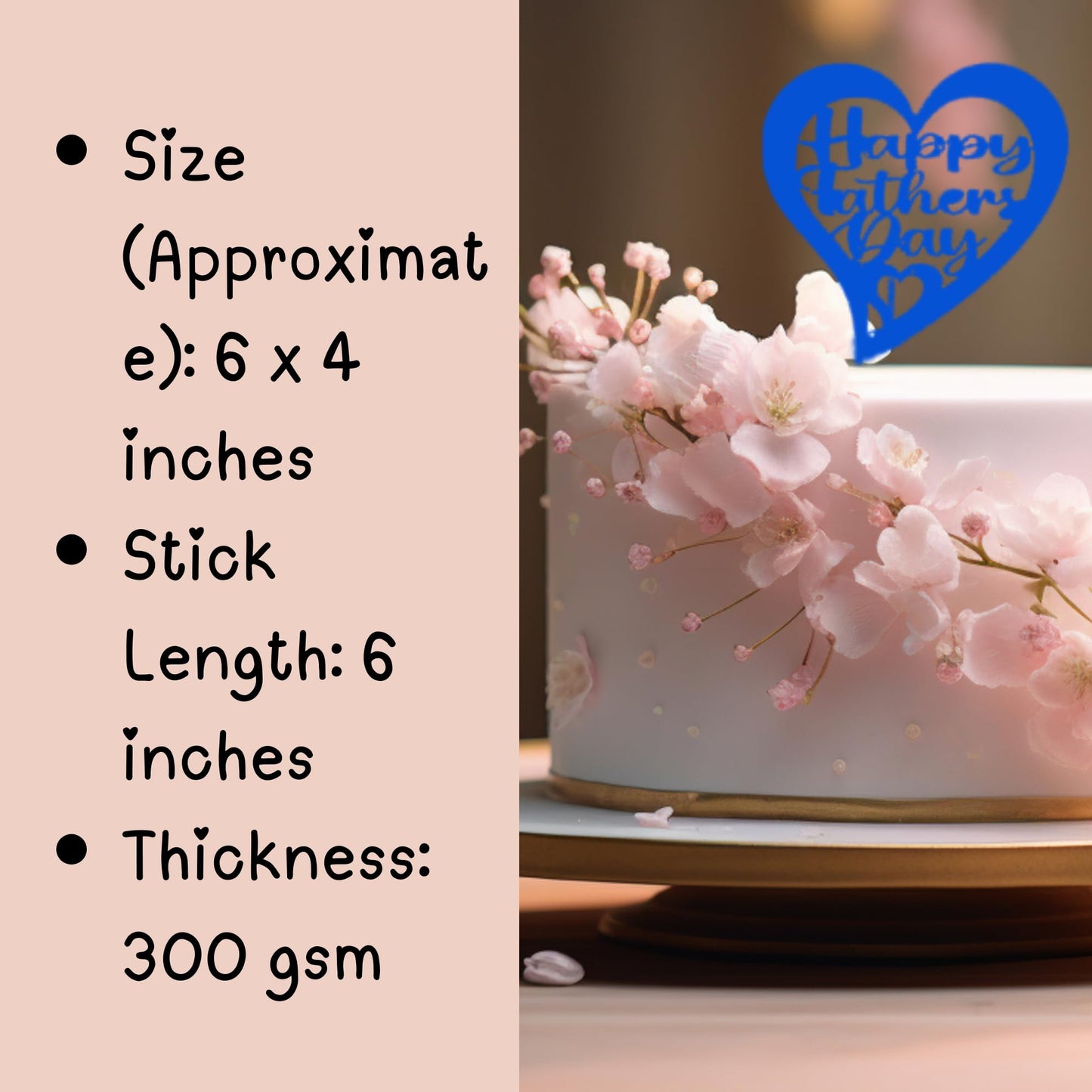 Happy Fathers Day Cake Topper Glitter Cardstock Toppers -