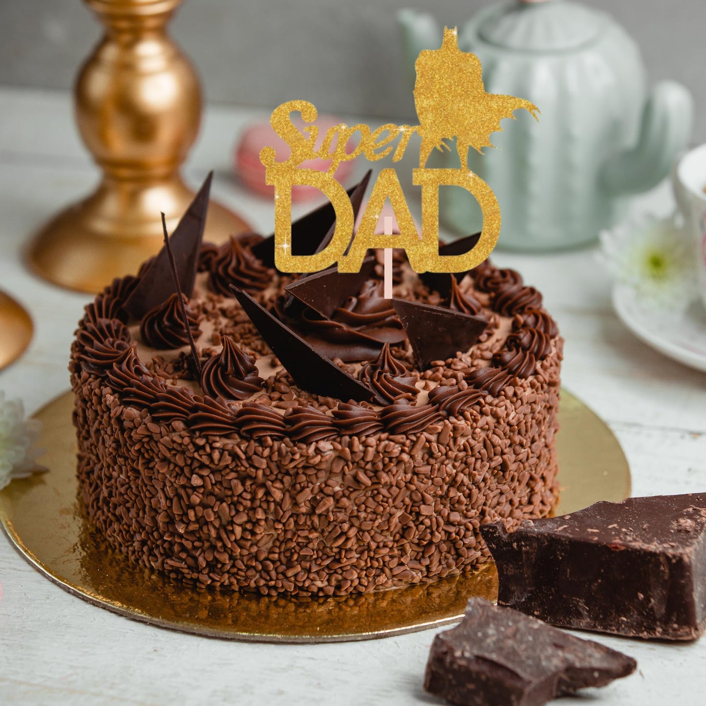 Happy Fathers Day Cake Topper Glitter Cardstock Toppers -