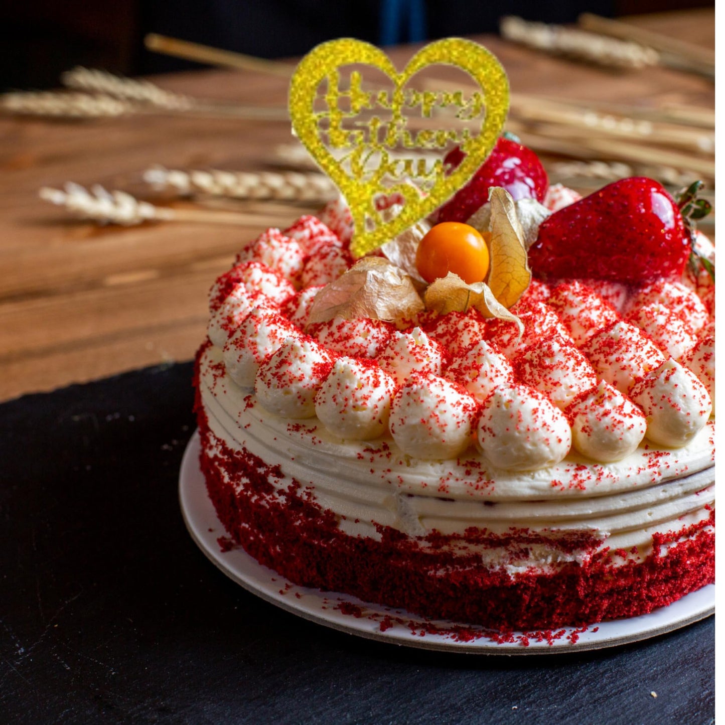 Happy Fathers Day Cake Topper Glitter Cardstock Toppers - (Happy Fathers Day GOLD 2)