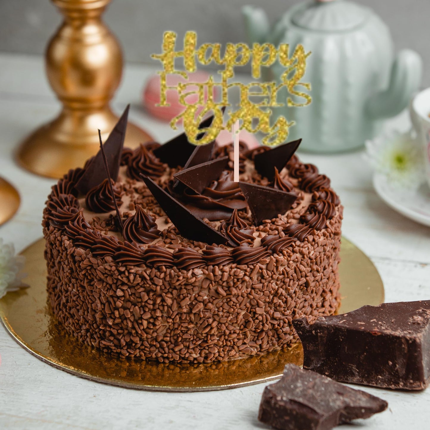 Happy Fathers Day Cake Topper Glitter Cardstock Toppers -