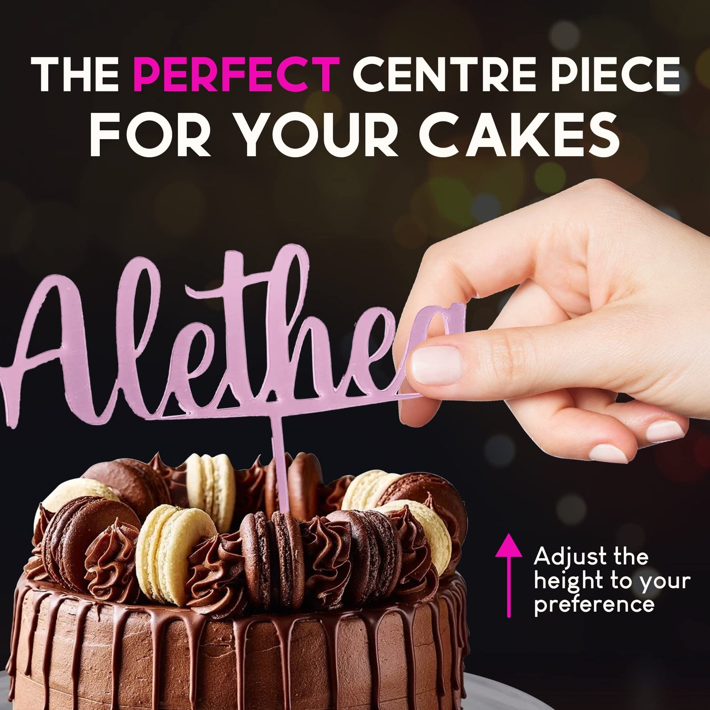 Acrylic Custom Cake Topper | Personalised Cake Toppers | Happy Birthday | Wedding Decoration Table Centre Piece Party Decoration | Strong 3mm Acrylic | Custom Cake Acrylic Topper by Display and Wonder